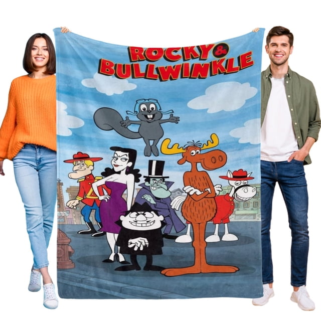 El Show de Rocky y Bullwinkle anti-pilling, suave, ligera, esponjosa y acogedora de lujo para hogar y cocina – Perfecta para niños y adultos,110X70cm