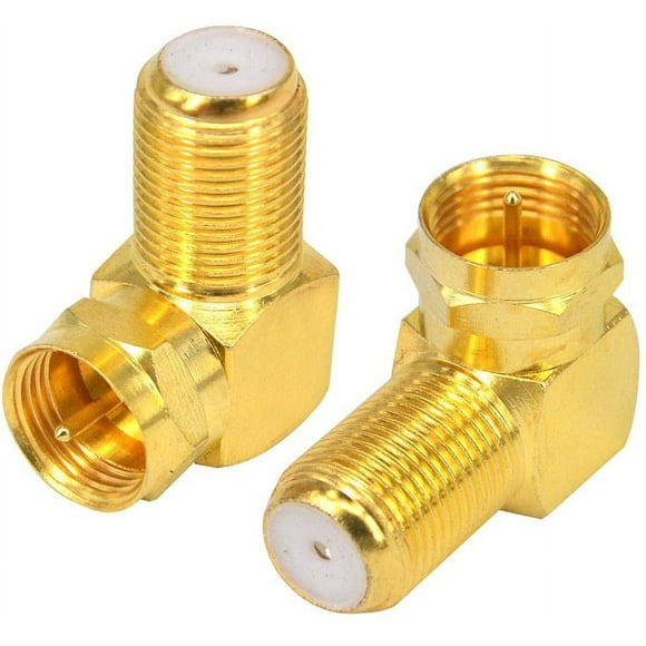 LAICAIW BOOBRIE F Type Right Angle Adapter 90 Degree F Male to Female Coaxial Coupler RG6 RG59 TV Antenna Cable Satellite Sky Virgin Connector,Wall Mounted TVs,Coaxial Cable Connection Pack of 2