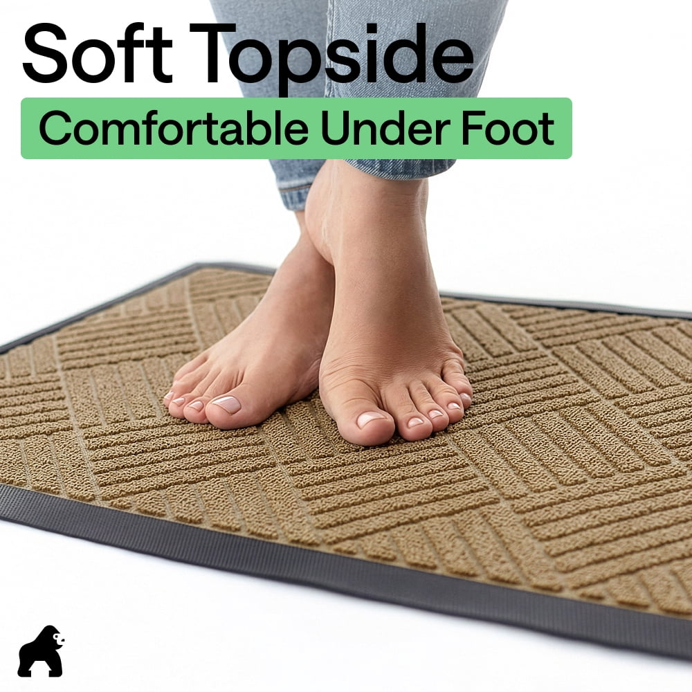 GORILLA GRIP Outside Doormat, WeatherMax Waterproof Indoor Outdoor Door Mat, 29x17 Beige Diamond