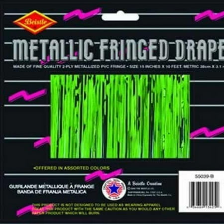Pkgd 2-Ply FR Metallic Fringe Drape (green) Party Accessory (1 count) (1/Pkg)