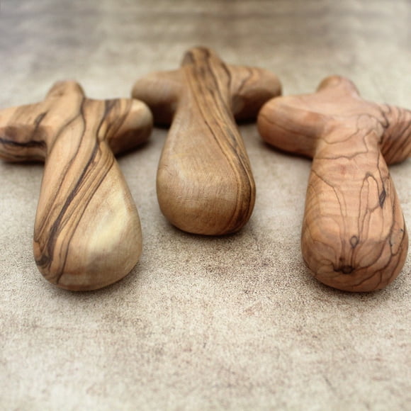 Conjunto de 3 Cruces de Confort de Madera de Olivo (4.1")