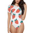 thumbnail image 2 of Fotbe Strawberries Women's Crew Neck Short Sleeves Bodysuit Tops Round Neck Slim Sleeveless Soft Comfortable Basic-XX-Large, 2 of 7
