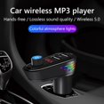 thumbnail image 2 of Lecteur Audio MP3 Bluetooth AP02 Mains Libres avec Émetteur FM Sans Fil, Chargeur de Voiture Double USB avec Lumières Colorées, Argent, 2 of 4