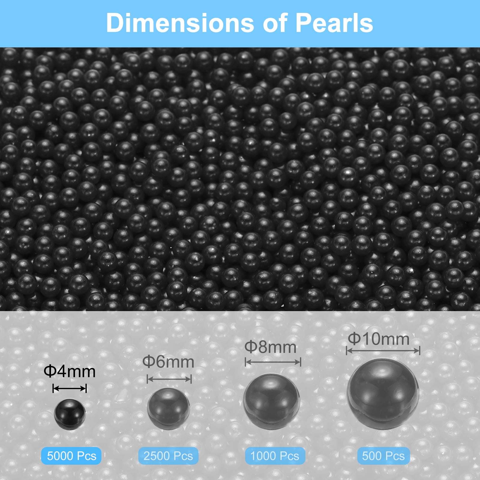 Unique Bargains Faux Pearl for Crafting No Hole Pearls for Vase Fillers Black