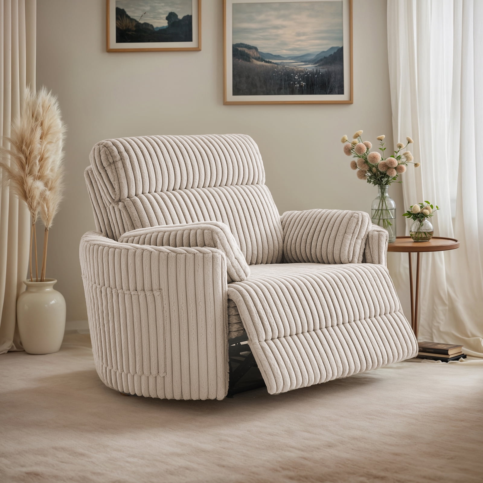 Gelloan Oversized Power Recliner Chairs for TWO Person Faux Fur Electric Extra Large Recliners Soft Overstuffed Reclining Theater Seating for Living Room with USB Port,34" Seat Width