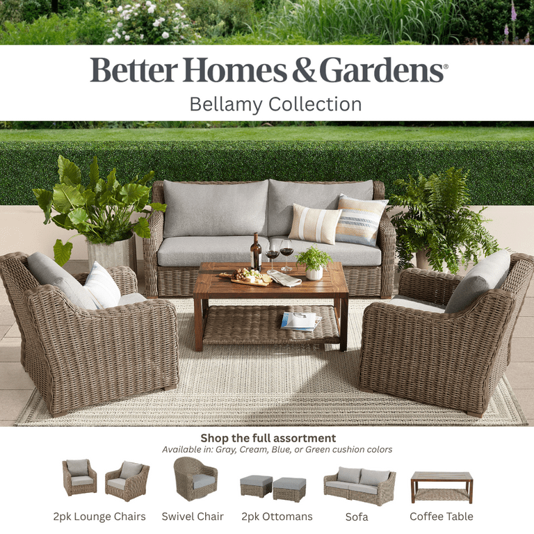 Better Homes & Gardens Bellamy Outdoor 2pk Lounge Chairs, Gray