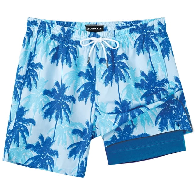 Bañador para hombre SURF CUZ de 7 pulgadas, compresión y secado rápido, azul