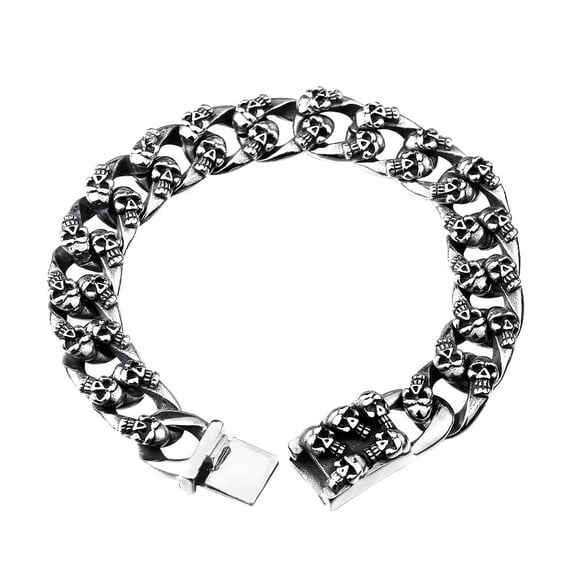 ZMY Home Stainless Steel Bracelet - Skull Chain Design Fashion Jewelry (7.2inch)
