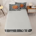 thumbnail image 4 of Castle Fairy Gray Basketball Hoop Print Zipper Full Size Comforter Sets with Fitted Sheet and 2 Pillowcases, Court Line Design Zipper Bedding Set, Gray Orange White,4pcs,Grey Reversible, 4 of 6