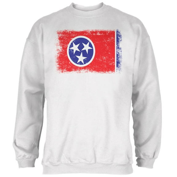 Born and Raised Tennessee State Flag Mens Sweatshirt White LG