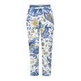 thumbnail image 5 of kaondbfi Women's Linen Printed Casual Pants Summer Lightweight Elastic Waist Beach Vacation Trousers with Pockets, 5 of 9