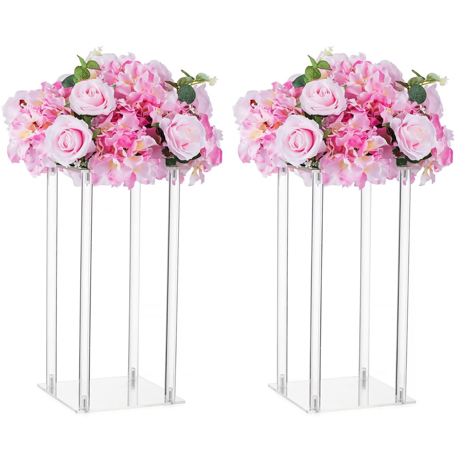 Glasseam Acrylic Vases for Wedding Table Centerpieces 15.8" Tall Clear