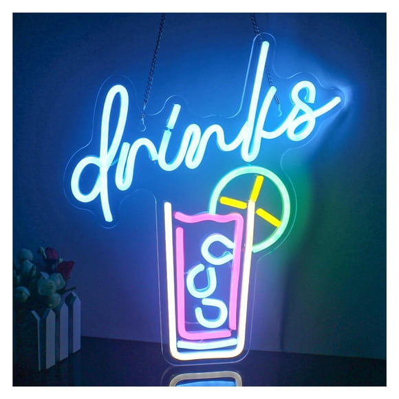 Drinks Neon Signs Bar LED Neon Light For Wall Decor For Club Restaurant Cafes Shops Party Sign Illuminated 32cmx38cm