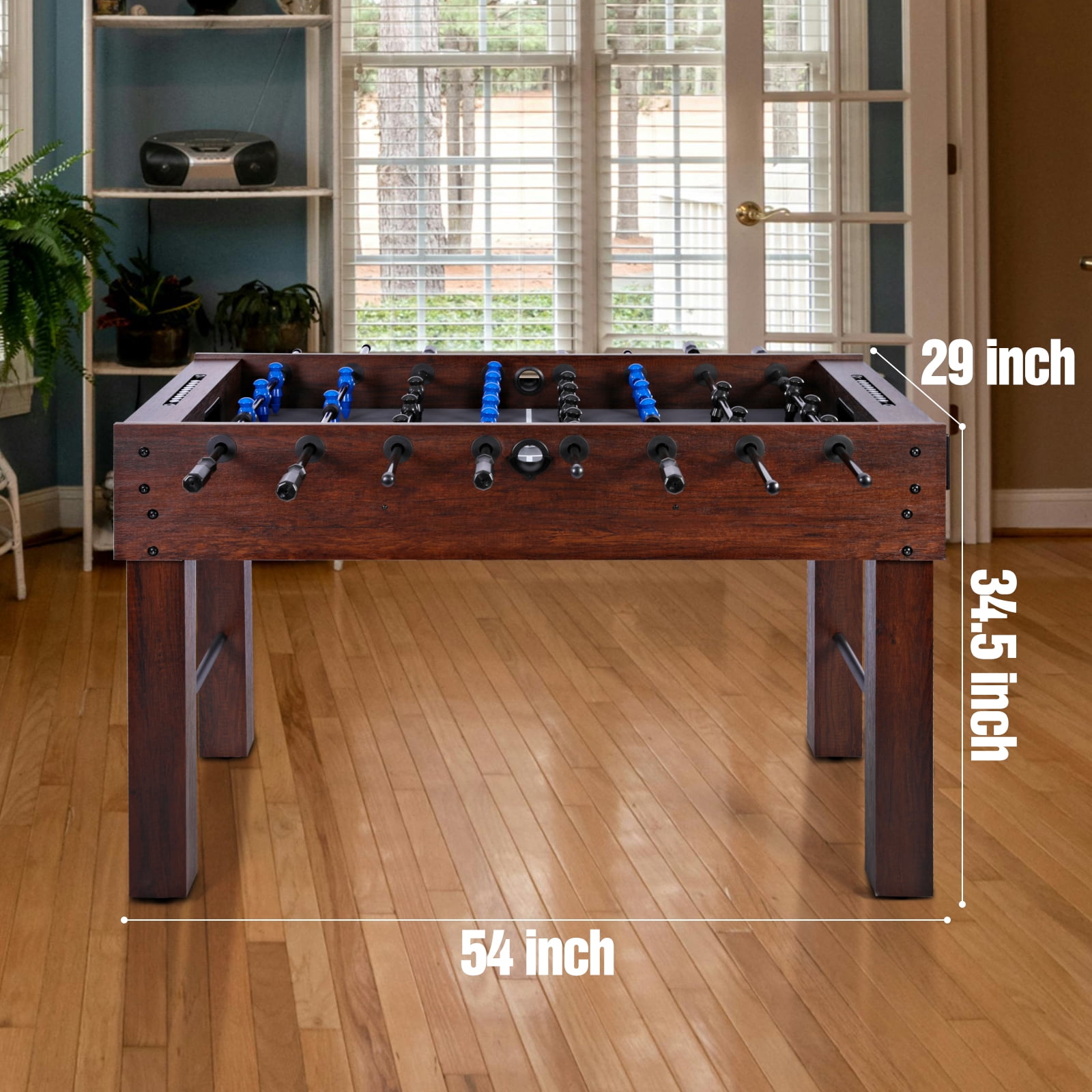 54 Inch Large Size Foosball Table for Adults, Competition Full Size Soccer Game Table with 2 Balls, Football Table Game Room