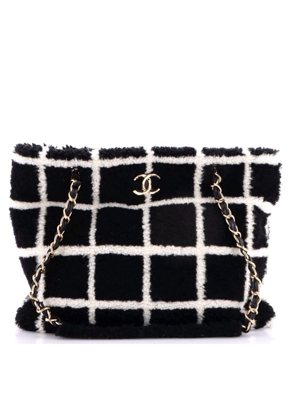 Pre-Owned CC Chain Shopping Tote Square Printed Shearling Large By Rebag