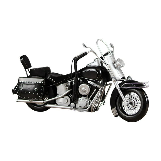 Metal tres ruedas motocicleta estatuilla estatua retro artesanía colección decoración para regalo de cumpleaños estante novio Niños hombres plata y negro