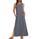 thumbnail image 1 of Vestido de Verano de Longitud de Rodilla para las Mujeres sin Mangas Vestido de Playa Casual Sólido con Cuello en V, Vestido Casual con Cuello en V para las Mujeres, 1 of 9