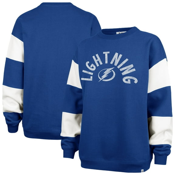 Women's '47 Blue Tampa Bay Lightning Eephus Barred Pullover Sweatshirt