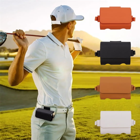 Golf Ball Storage Bag Leather Waist Pack • Golf Accessories Organizer Case • Brown PU Belt Pouch • Multi-Compartment, Lightweight, Waterproof Design