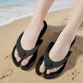 thumbnail image 2 of oqasdz Women's Slippers Travel Portable Flip Flops Indoor Outdoor Bathroom Shower Shoes Sandals with Flat Sole for Beach Pool,Black, 2 of 6