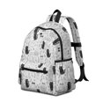thumbnail image 2 of Cat and Flower White Pattern Cute School Backpack with Padded Back and Adjustable Shoulder Straps 13.4"x11"x4.7", 2 of 5