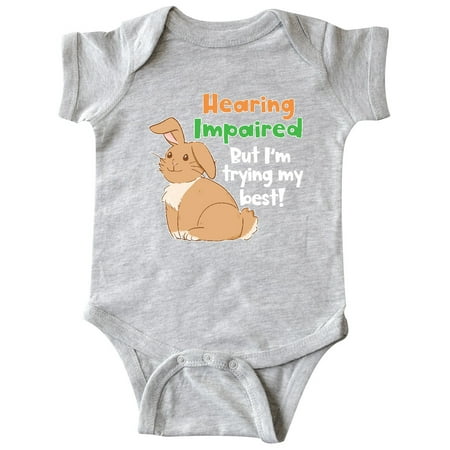 

Inktastic Hearing Impaired but I m Trying My Best Cute Brown Bunny Gift Baby Boy or Baby Girl Bodysuit