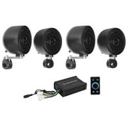 (4) Rockville 4" Tower Speakers+Memphis Amp+Bluetooth CTRL For ATV/UTV/Cart
