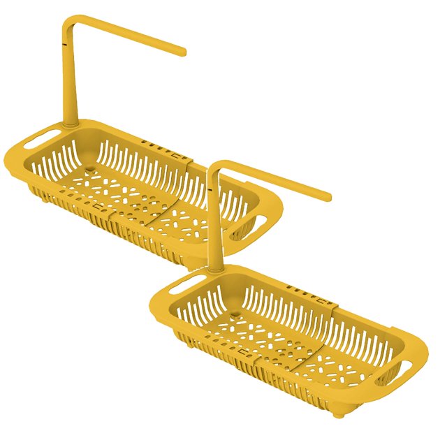 Oleegame 2PC Shower Soap Dish With Hook Adjustable To Fit Any Size Sink Large Capacity Storage Retractable Sink Storage Rack Towel Rack Yellow