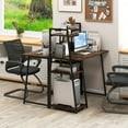 thumbnail image 4 of Topbuy Computer Desk Industrial Wood Study Desk w/Storage Shelf Writing Table Workstation Brown, 4 of 9