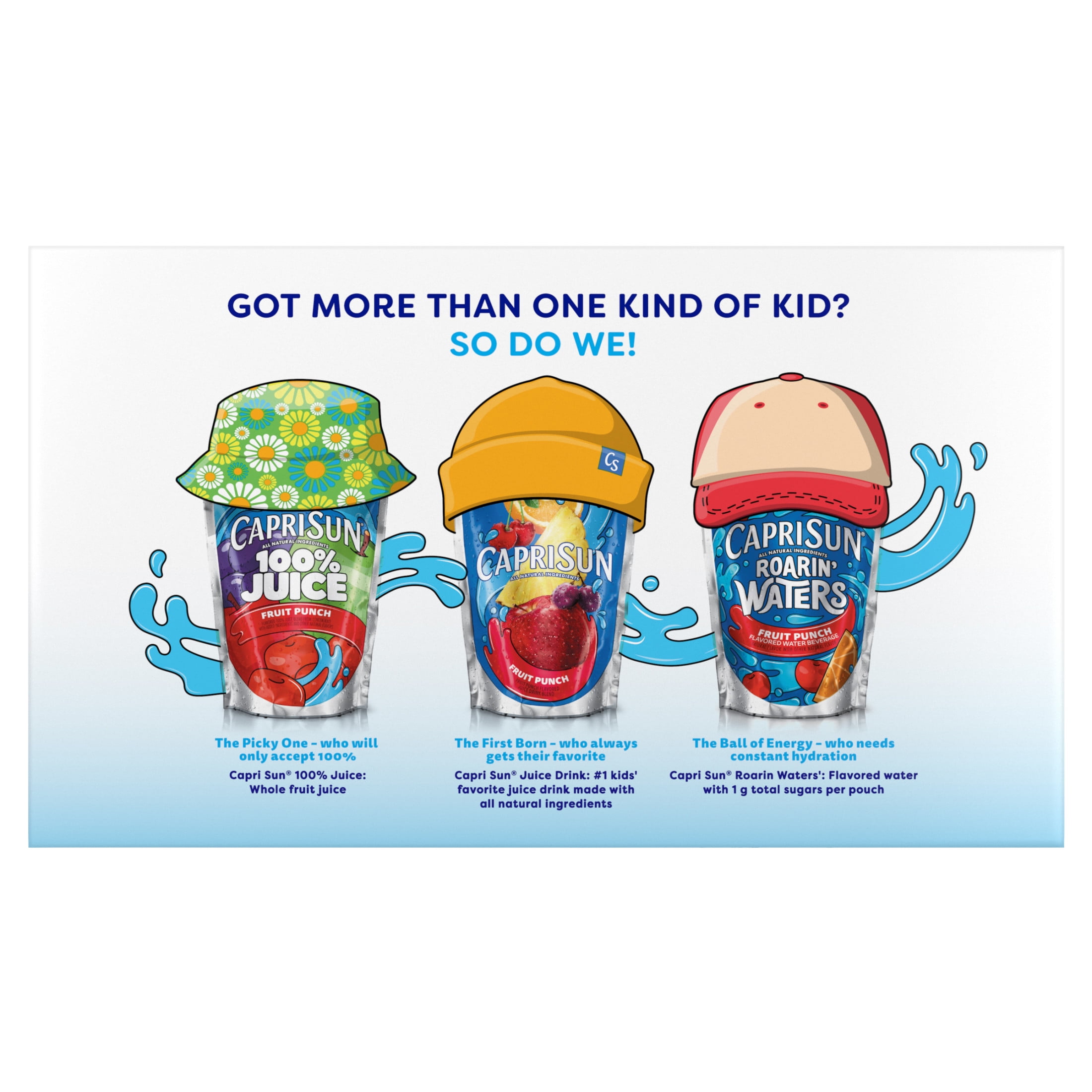 Capri Sun Roarin' Waters Flavored Water Beverage, 10 Pouches, for School Lunches and On-the-Go Hydration, Fruit Punch Natural Flavor with Other Natural Flavor, All Natural Ingredients, 6 oz