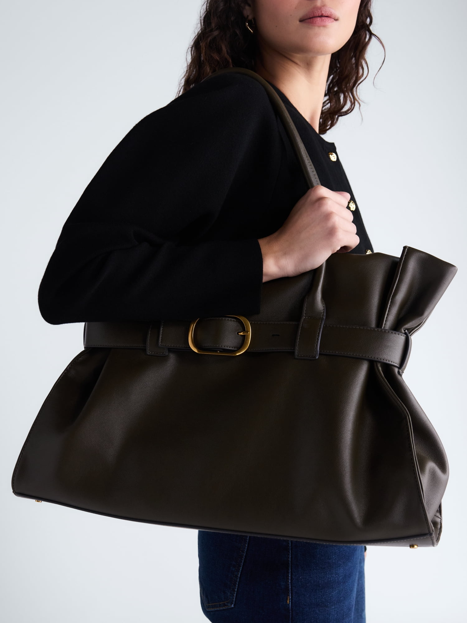 Scoop Women's Faux Leather Buckle Tote, Burnt Rosemary