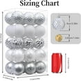 thumbnail image 3 of 30ct Christmas Ball Ornaments, 2.36 in Shatterproof Xmas Tree Decorations, Plastic Baubles for Holiday, Party, Wedding, or Home Decor, White & Silver, 3 of 7