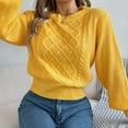 thumbnail image 6 of Fgnfyis Women Knit Sweater Long Sleeve Pullover Tunic Soft Warm Comfortable Loose Fit Fashion Top for Fall andWinter Yellow XL, 6 of 7