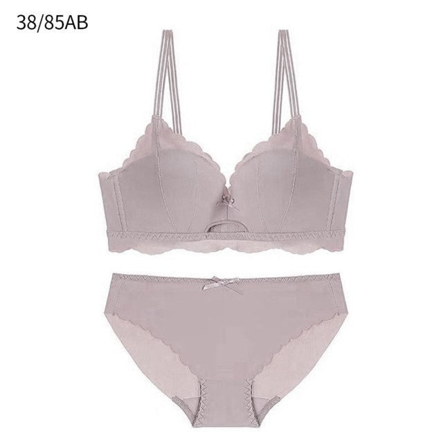 Conjunto de bragas de sujetador sexy para mujer, ropa interior push-up ondulada hueca, bragas de lencería transpirable, conjunto de ropa interior, gris, 38 / 80B Advancent AP001165-08B