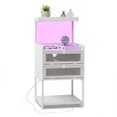 thumbnail image 5 of SYTHERS FCH White Wood Steel 2 Drawers Shelf LED Light Strips Nightstand With Socket With Charging Station & USB Ports Bed Table, 5 of 8
