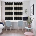 thumbnail image 4 of Black White Striped Kitchen Curtains Window Panels, Farmhouse Vintage Shabby Chic Wood Grain Insulated Window Treatment Curtain, Grommet Curtains for Bedroom/Living Room/Bathroom, 2 Piece 52"Wx63"L, 4 of 8