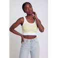 thumbnail image 2 of Women's Striped Ribbed Cropped Racerback Tank Top, 2 of 4