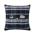 thumbnail image 2 of LNWH Blue Check Style Throw Pillow Covers, Square Soft Linen Decorative Pillow Cases, 16"x16", 2 of 8