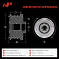thumbnail image 2 of A-Premium Alternator Freewheel Clutch Pulley Compatible with Audi Q7 2007-2010 & Porsche Cayenne 2004-2006 2008-2009, Panamera 2011-2014 & Volkswagen Touareg, 3.0L 3.2L 3.6L 4.2L, 7 Grooves CW, 2 of 5
