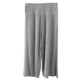 thumbnail image 3 of Women's Capri Pants Stretchy Capris Yoga Work Pants Workout Pants Stretch Pants Loose Pants Gauze Pants Summer Work Pants Pull on Dress Pants Womens Elastic Waist Capris Gray L, 3 of 9