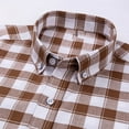 thumbnail image 5 of BiZtdJrK Long Sleeve Shirts for Men Fall Casual Button Down Plaid Shirt Vintage Checked Lightweight Work Tops with Pocket Brown L, 5 of 9
