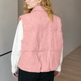 thumbnail image 4 of Xyxonk Womens Corduroy Puffer Vest Stand Collar Zip Snap Button Sleeveless Warm Waistcoat Padded Gilet,Pink L, 4 of 5