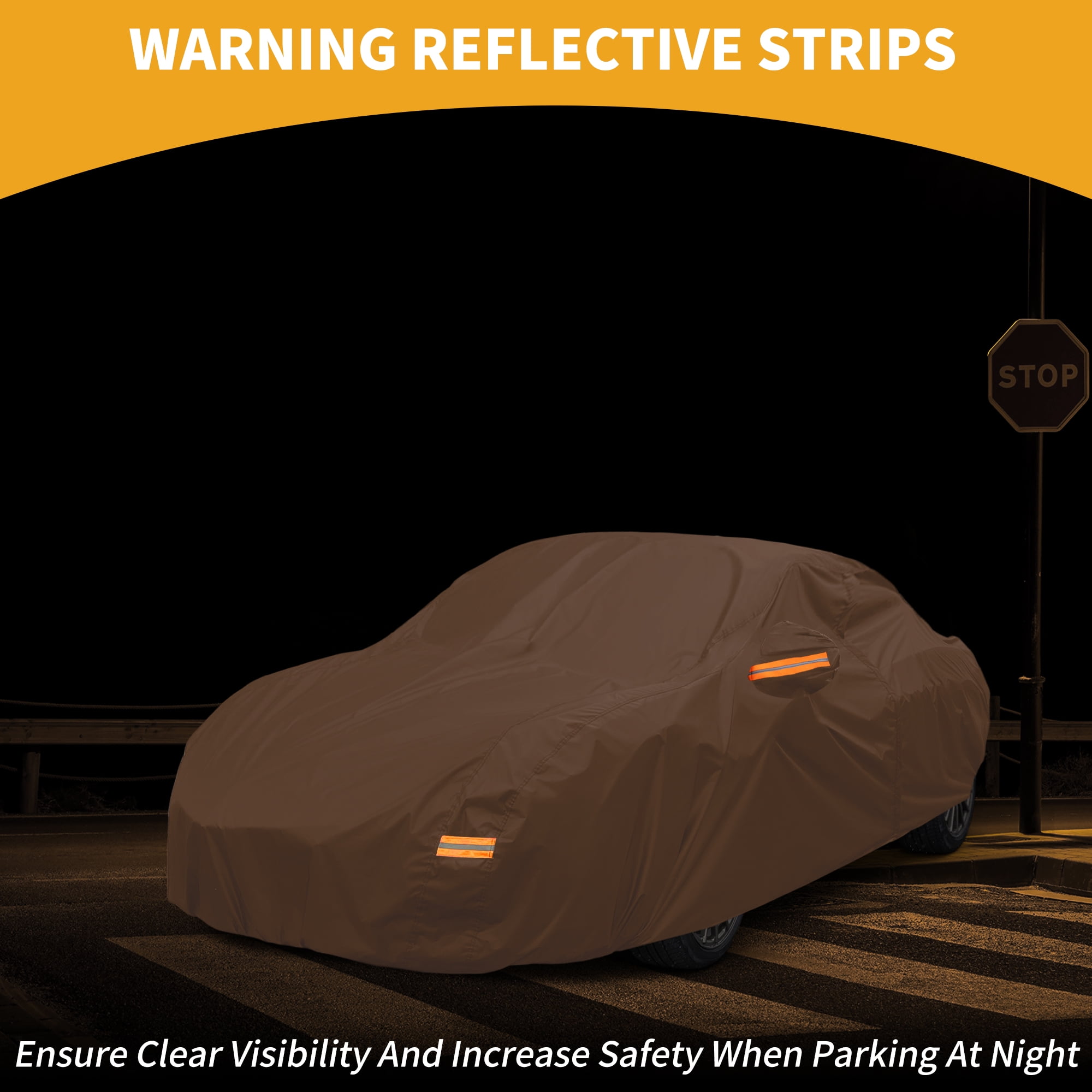 Unique Bargains Car Cover for Toyota GR86 210D-PU Orange with Left Side Zippers