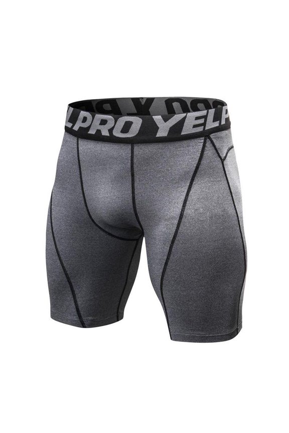 Mens Compression Shorts Summer Letter Print Fitness Tights Elasitc Waist Shorts for Sports Running Training Fitness (Gray, XL)