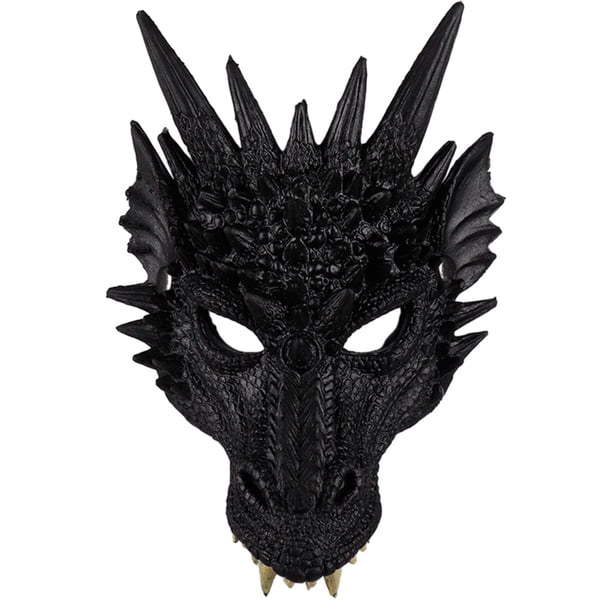 Máscara de dragón 3D Halloween Horror Cosplay accesorios Festival fiesta vestido elegante negro
