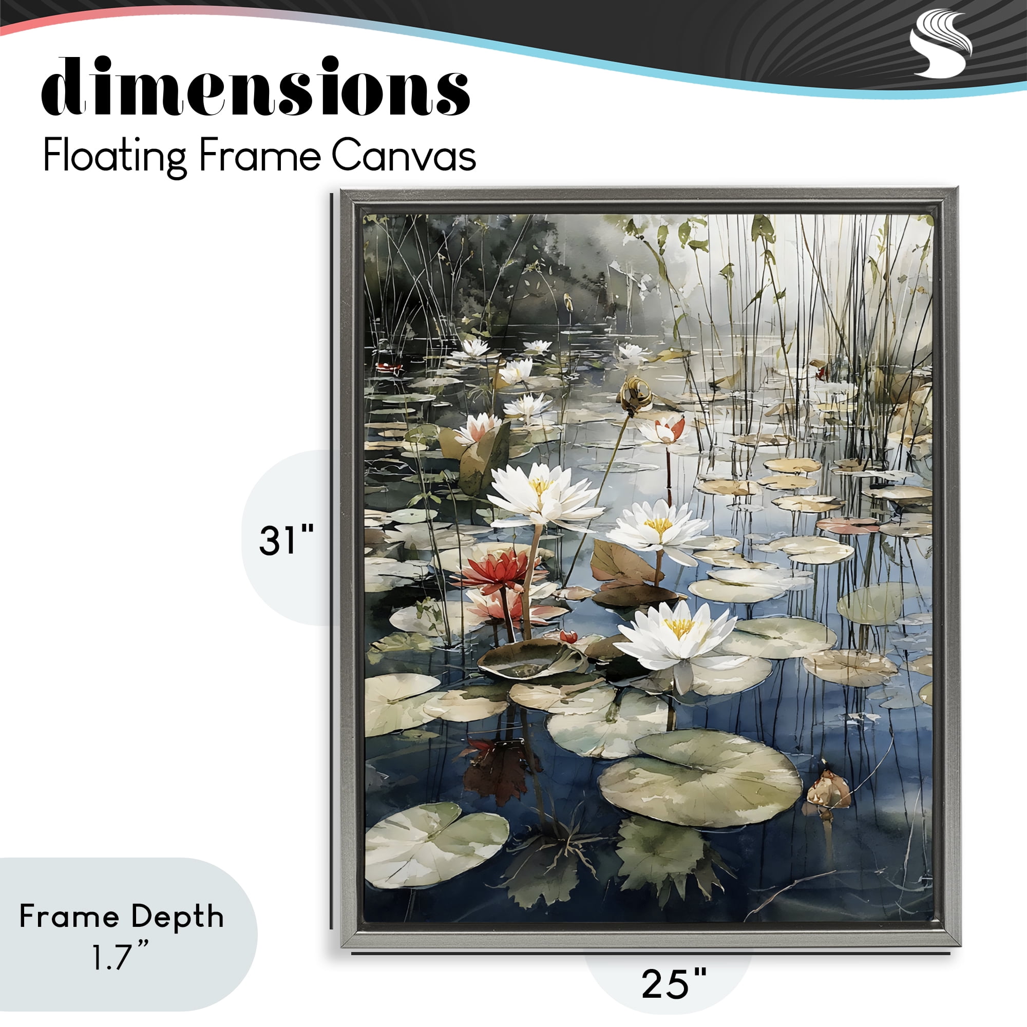 Stupell Industries Lily Wonder Pond Gray Framed Floater Canvas Wall Art, design by Franklyn Gregory