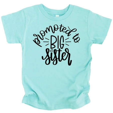

Olive Loves Apple Promoted to Big Sister Colorful Announcement T-Shirt for Baby and Toddler Girls Sibling Outfits Chill Shirt