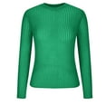 thumbnail image 4 of FNFYFH Women See Through Crew Neck Sheer Mesh Knitted Sweater Solid Basic Long Sleeve Loose Fit Knit Pullover Jumper Top, 4 of 6