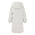thumbnail image 5 of Women's Plus Size Knee Length Puffer Coat, Thickened Hooded Winter Parka, Oversized Down Alternative Coat, Warm Winter Jacket with Large Pockets White XXL, 5 of 9
