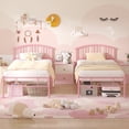 thumbnail image 4 of VECELO Twin Size Bed Frame with Arched Headboard, Metal Platform Bed Frame with Underbed Storage Space, Heavy Duty Slats, No Box Spring Needed, Easy Assembly, Pink, 4 of 10